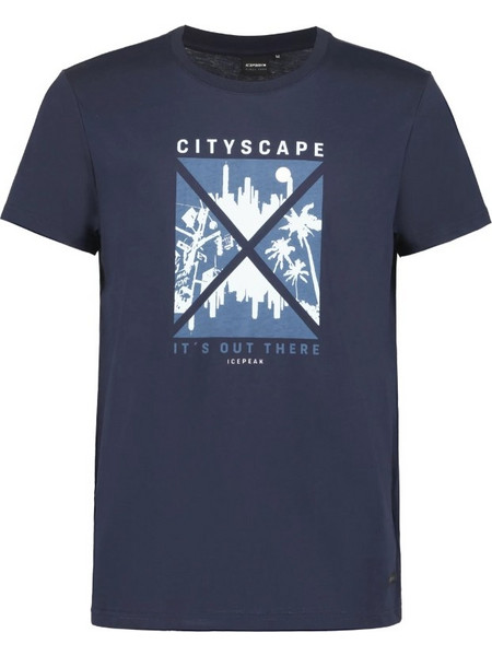 Icepeak Aitkin - Ανδρική Μπλούζα T-Shirt Dark Blue με Quick-Dry Ύφασμα & Printed Pattern, Χρώμα: Dark Blue