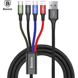 Baseus Rapid Braided USB to 2x Lightning / Type-C / micro USB Cable Πολύχρωμο 1.2m (CA1T4-A01) (BASCA1T4A01)