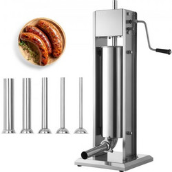 VEVOR Manual Sausage Stuffer 7L Vertical Sausage Machine Dual-Speed, Food-Grade 304 Aninless Steel Meat Stuffer, περιλαμβάνει 5 σωληνάρια γέμισης, για οικιακή κουζίνα εστιατόριο Εμπορικό