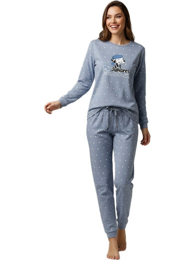 Little Uniqorn Σετ Γυναικείες Πιτζάμες Χειμωνιάτικες Βαμβακερές D133AQUA
