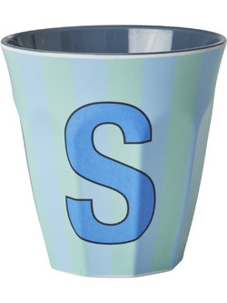 Rice - Melamine Cup with the Letter S - Blue - Medium