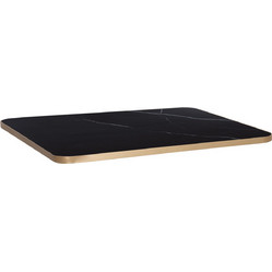 ΕΠΙΦΑΝΕΙΑ ΤΡΑΠΕΖΙΟΥ SINTERED STONE BLACK MARBLE ΠΛΑΙΣΙΟ ALU ΧΡΥΣΟ 120x80εκ