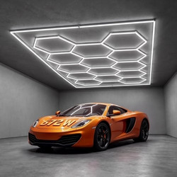 Φώτα Γκαράζ Εξαγωνικά VEVOR 672W 80640LM 6500K 14 Grid Systems LED Light, Φωτεινός Φωτισμός Εξαγωνικής Κυψέλης για Λεπτομέρειες Αυτοκινήτων, με Ορθογώνιο Πλαίσιο, Εύκολη Εγκατάσταση, για Γκαράζ, Αποθή