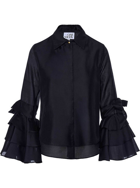 Forel Γυναικείο Πουκάμισο με Βολάν Μαύρο 083.80.05.001