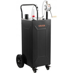 VEVOR 132.5L Fuel Gas Caddy, Carbon Steel, Portable Fuel Transfer Storage Tank with Manual Pump and 4 Wheels, Gasoline Diesel Can Container, for Cars, Lawn Mowers, ATVs, Boats, Motorcycles, Black
