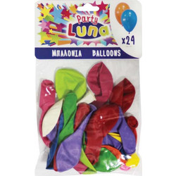 Luna - Μπαλόνια Διάφορα Χρώματα 23 εκ. 24 Τμχ. 88902
