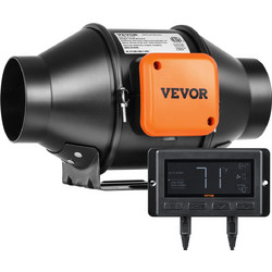 VEVOR Ενδιάμεσος Ανεμιστήρας Αεραγωγού, 102mm 129.7 CFM Αθόρυβος Ανεμιστήρας Εξαερισμού με Κινητήρα EC, με Ελεγκτή Θερμοκρασίας Υγρασίας για Ενίσχυση Ψύξης, Σκηνές Καλλιέργειας, Υδροπονία XLGDFJYCHSEC