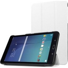 Samsung Galaxy Tab E 8.0" SM-T377 - Με λειτουργία sleep /wake-Δερμάτινη Θήκη Ultra Thin με πίσω κάλυμμα σιλικόνης- Λευκό (OEM)