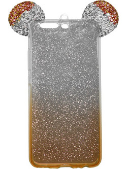 Back Cover Σιλικόνης Glitter Ears As Mickey Πορτοκαλί P10 Plus