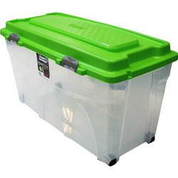 BAMA Ιταλίας Κουτί Αποθήκευσης 80x40x45cm 85lt Πλαστικό με Κλιπς και 4 Ρόδες Διάφανο-Λαχανί IPERBOX