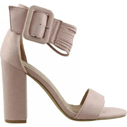 Miss NV Γυναικεία Πέδιλα Suede Nude με Χοντρό Ψηλό Τακούνι V42-09668-90