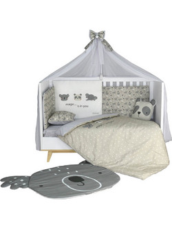 Bebe Stars Panda Σετ Κούνιας Grey 9τμχ