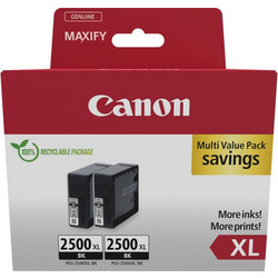 Canon PGI-2500 XL Black Πακέτο 2 Μελανιών Εκτυπωτή Inkjet 9254B011