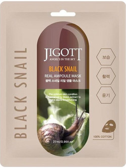 Jigott Black Snail Real Ampoule Sheet Μάσκα Προσώπου για Αντιγήρανση με Εκχύλισμα Σαλιγκαριού 27ml