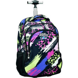 Back Me UP No Fear Fluo Prints Σχολική Τσάντα Τρόλεϊ Δημοτικού Πολύχρωμη 348-31074