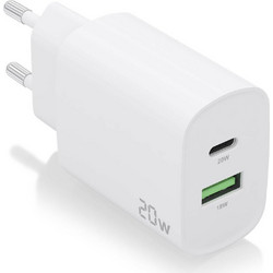 Aisens Φορτιστής χωρίς Καλώδιο με Θύρα USB-A & Θύρα USB-C 20W A110-0754 White