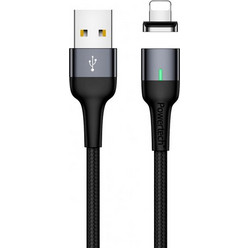 Powertech PT-755 Braided Magnetic USB-A to Lightning Cable 1m Black 347493025612400