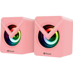 Kisonli L-1040 Ηχεία Υπολογιστή 2.0 2.5W με RGB Φωτισμό Pink