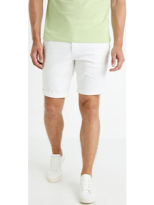Celio Casual Ανδρική Βερμούδα Chino Λευκή 1765773