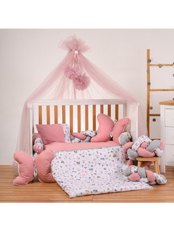 Abo Flowers & Butterflies Σετ Κούνιας White/Pink 9τμχ