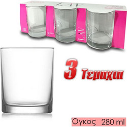 LAV Σετ Ποτήρια Νερού Γυάλινα 280ml 3τμχ 0321.215
