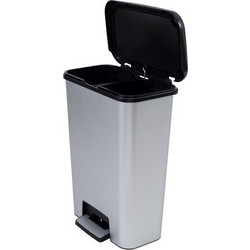 Curver Compatta Duo 2621164 Κάδος Απορριμάτων Κουζίνας Πλαστικός Διπλός Ανακύκλωσης με Πεντάλ Γκρι Μαύρος 24lt