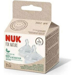 Nuk For Nature Θηλή Σιλικόνης για Μπιμπερό 6m+ Γρήγορης Ροής 2τμχ
