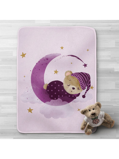 Borea Sleeping Bear Κουβέρτα Κούνιας Βελουτέ 100x140 Μωβ