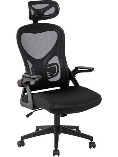 Woodwell BF3050 Καρέκλα Γραφείου με Προσκέφαλο Στήριξη Μέσης Ανάκλιση και Ρυθμιζόμενα Μπράτσα Μαύρη ΕΟ5301