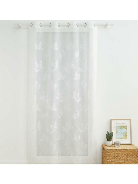Kipper Κουρτίνα Παραθύρου Floral με Τρουκς 140x280 Berry Λευκή
