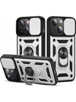 Bodycell Armor Slide Ring Holder Back Cover Silver (iPhone 13 mini)