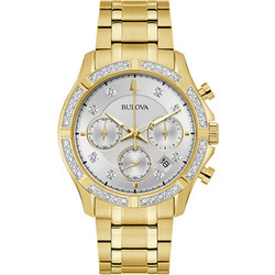 Bulova Γυναικείο Ρολόι Χρονογράφος με Χρυσό Μεταλλικό Μπρασελέ 98E113