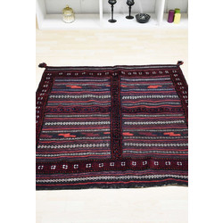 Sprintzio Persian Kilim Χειροποίητο Χαλί Ορθογώνιο Κιλίμι 4 Εποχών Μάλλινο 135x133cm Black Red