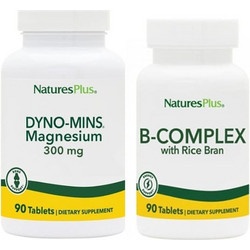 Nature's Plus Dyno-Mins Magnesium 300mg 90s + B-Complex with Rice Bran 90 Ταμπλέτες
