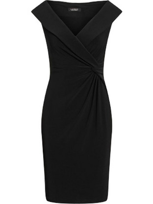 Lauren Ralph Lauren Mini Φόρεμα για Γάμο / Βάπτιση Ντραπέ Μαύρο 253926907001