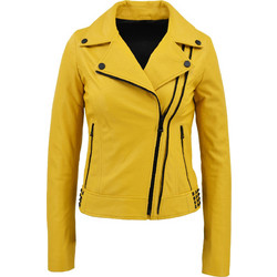 Leather 100 Γυναικείο Μπουφάν Δερμάτινο Κοντό Κίτρινο 07-W-B-2180-JUMBO