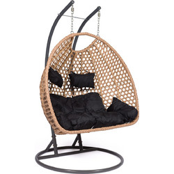 Klikareto Couple Κρεμαστή Διθέσια Κούνια Φωλιά Wicker Μπεζ 100-03270