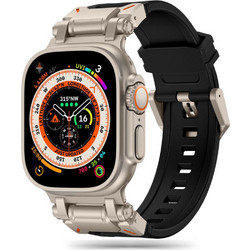 Techsuit W064 Λουράκι Σιλικόνης Titanium / Black (Apple Watch 42 / 44 / 45 / 49mm)