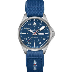 Hamilton Khaki Aviation Ανδρικό Ρολόι Αυτόματο με Μπλε Υφασμάτινο Λουράκι H64655941