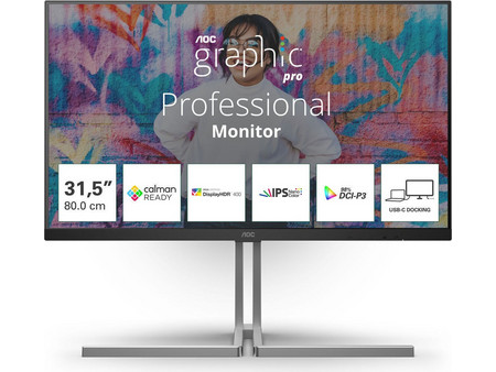 AOC U32U3CV IPS HDR Monitor 31.5" 3840x2160 4K UHD 60Hz 4ms