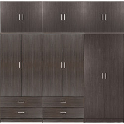 HomeMarkt Εξάφυλλη Ντουλάπα Ρούχων Reina με Πατάρι Zebrano 240x43x241cm HM21063.01