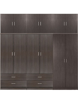 HomeMarkt Εξάφυλλη Ντουλάπα Ρούχων Reina με Πατάρι Zebrano 240x43x241cm HM21063.01