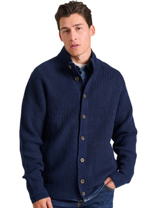 Funky Buddha Ανδρική Ζακέτα Πλεκτή με Κουμπιά Navy Μπλε FBM010-038-09