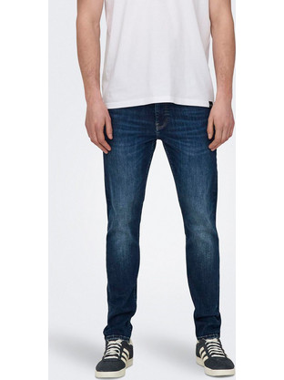 Only & Sons Ανδρικό Τζιν Παντελόνι Ελαστικό Slim Εφαρμογή Navy Μπλε 22029096