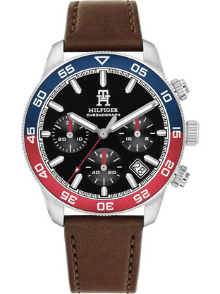 Tommy Hilfiger TH85 Ανδρικό Ρολόι Χρονογράφος με Καφέ Δερμάτινο Λουράκι 1792166