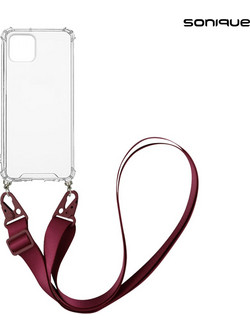 Sonique Strap Back Cover Transparent / Burgundy (iPhone 11)