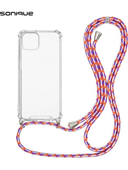 Sonique Strap Back Cover Transparent / Rainbow Coral (iPhone 14 Plus)