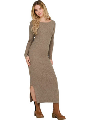 Only Katia Midi Καθημερινό Φόρεμα Πλεκτό Ταμπά 15324649