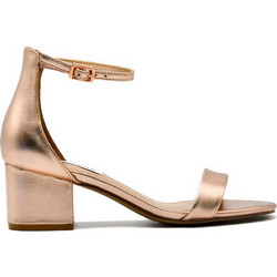 Steve Madden Irenee Γυναικεία Πέδιλα Δερμάτινα Ροζ Χρυσά με Χοντρό Χαμηλό Τακούνι