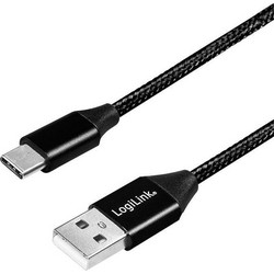 LogiLink CU0139 Braided USB-A to USB-C 0.3m Black [Καλώδιο USB LogiLink USB-A - USB-C 0.3 m Μαύρο 4052792052664